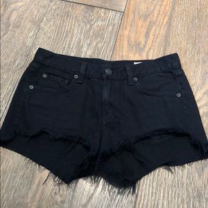 Rag & Bone // Black Cut Off Distressed Denim Shorts
